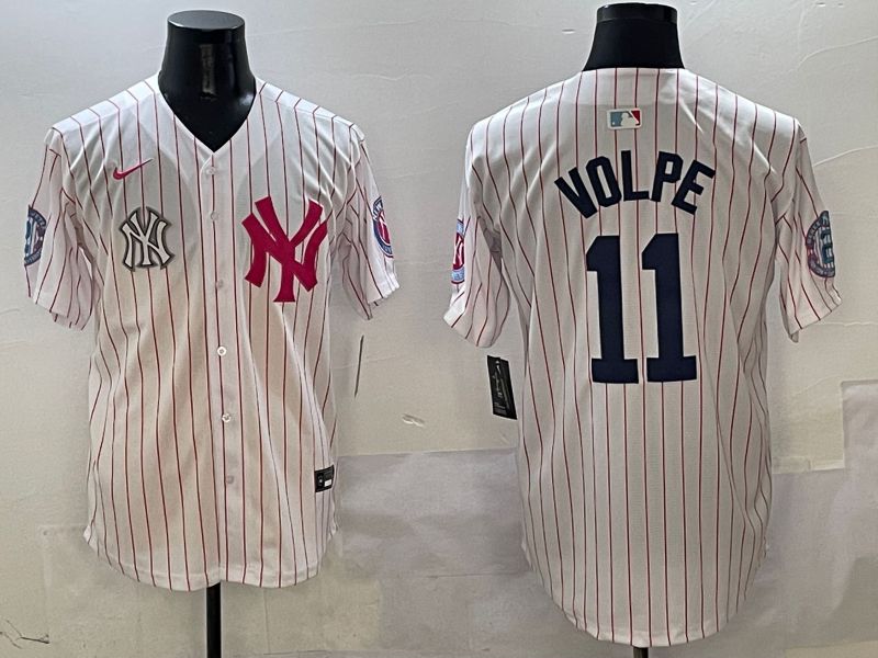 Men New York Yankees #11 Volpe White Stripe Jointly Name Nike 2025 MLB Jersey style 8->new york yankees->MLB Jersey